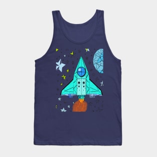 Rocket Ship Space Graphic Tank Top